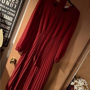 Love Riche Long Sleeve Red Dress